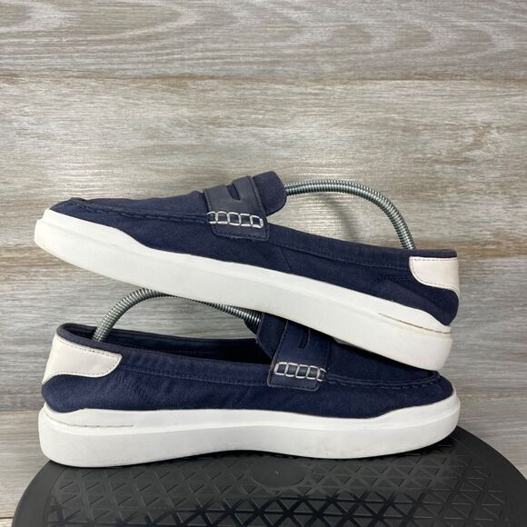 Cole Haan Women's Grandpro Rally Navy Blue Canvas Penny Loafers Size 11 B - Picture 7 of 8